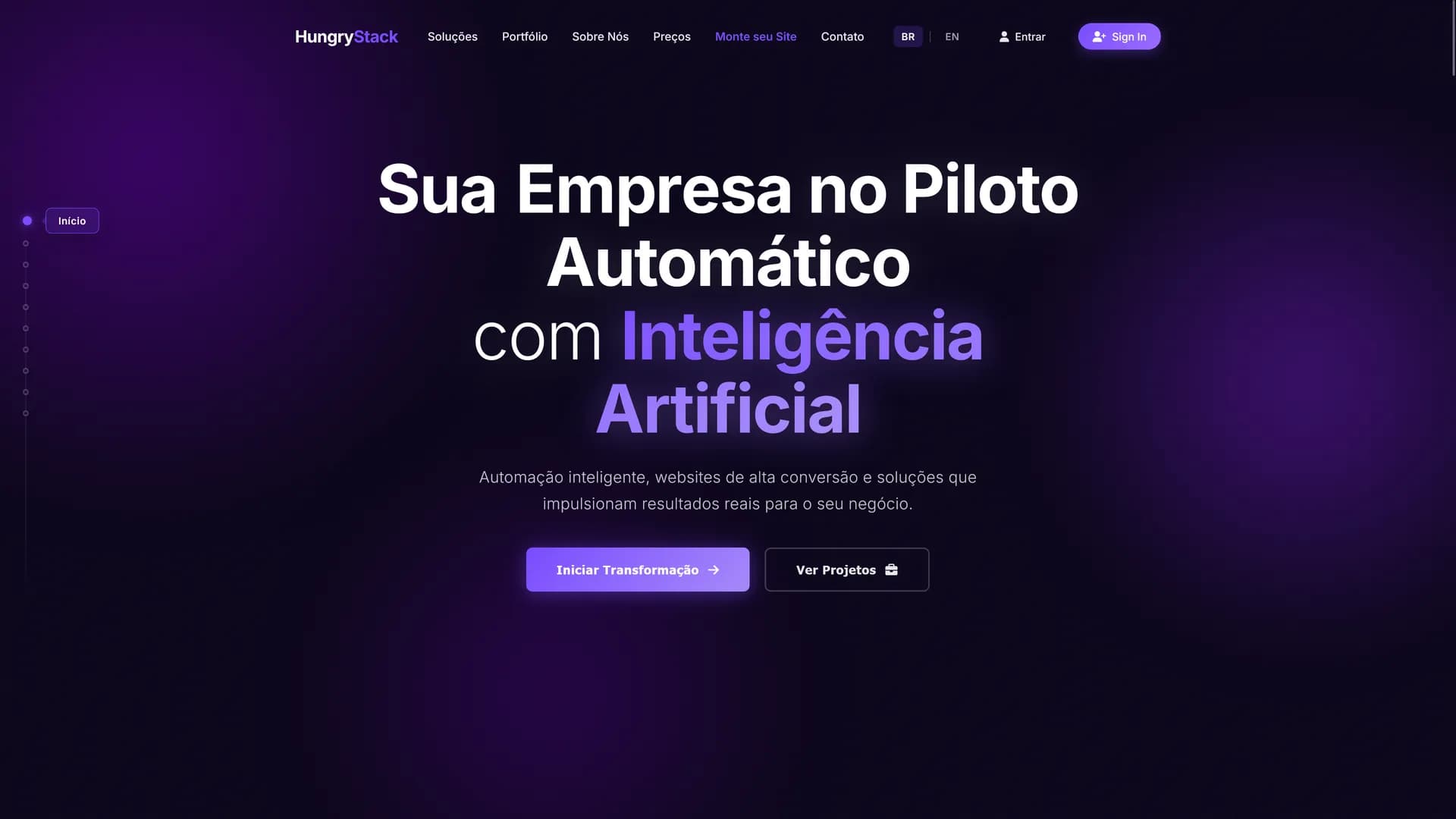 Prévia do projeto Hungry Stack: Criação de Sites Profissionais